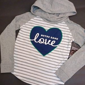 NWT Notre Dame Girls cowl neck hoody.